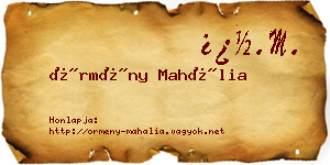 Örmény Mahália névjegykártya